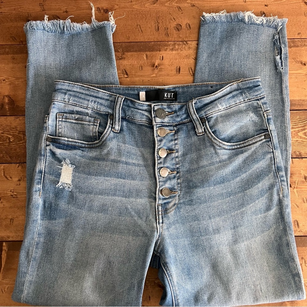 Kut From The Kloth Women’s Jeans Size 6 Button Fly Ankle High Rise Cropped - Picture 2 of 15